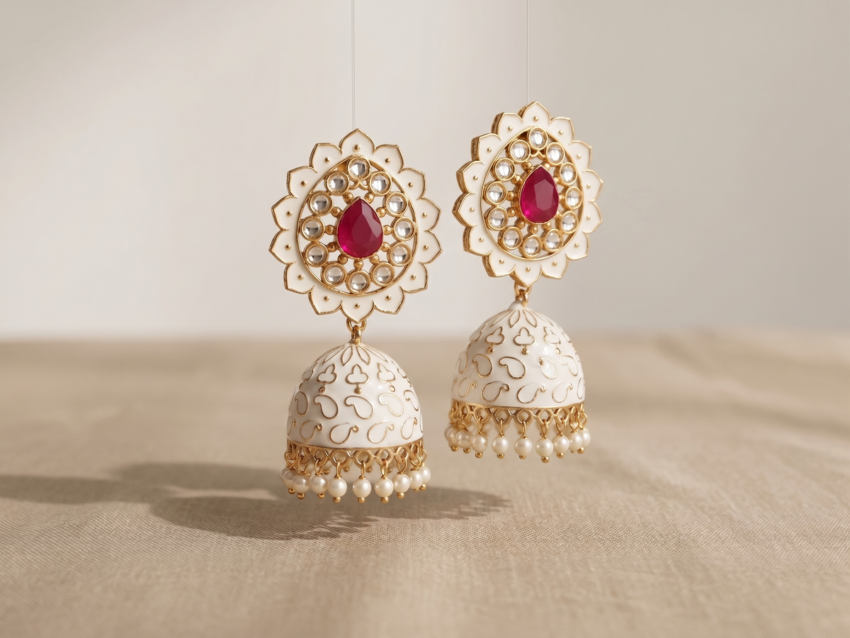Zarvika Meenakari Hand Painted Earrings