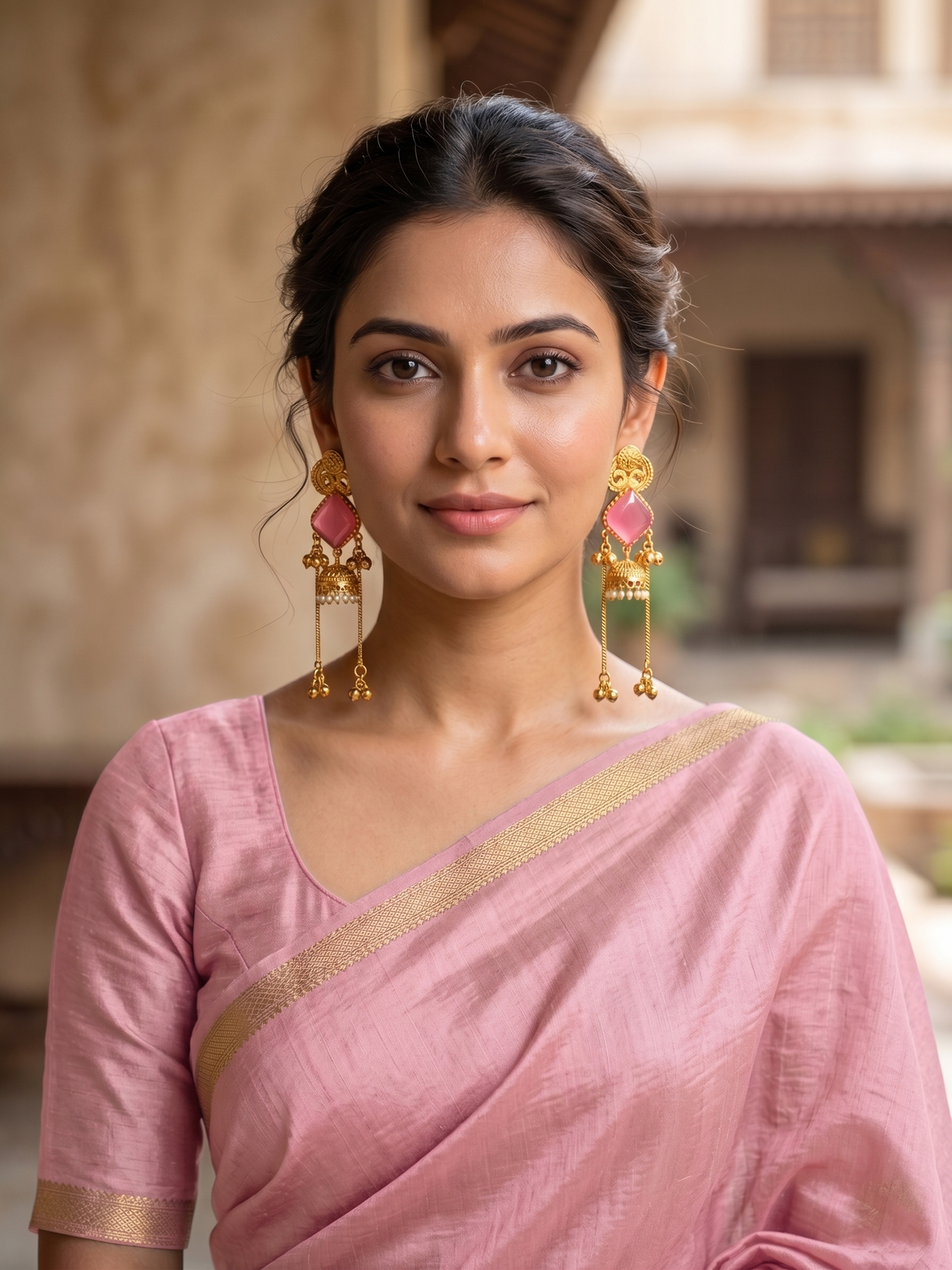 Zarvika Kashmiri Geometric Rhombus Jhumkas with Long Ghungroo Chain