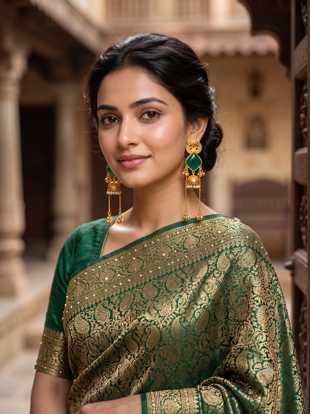 Zarvika Kashmiri Geometric Rhombus Jhumkas with Long Ghungroo Chain