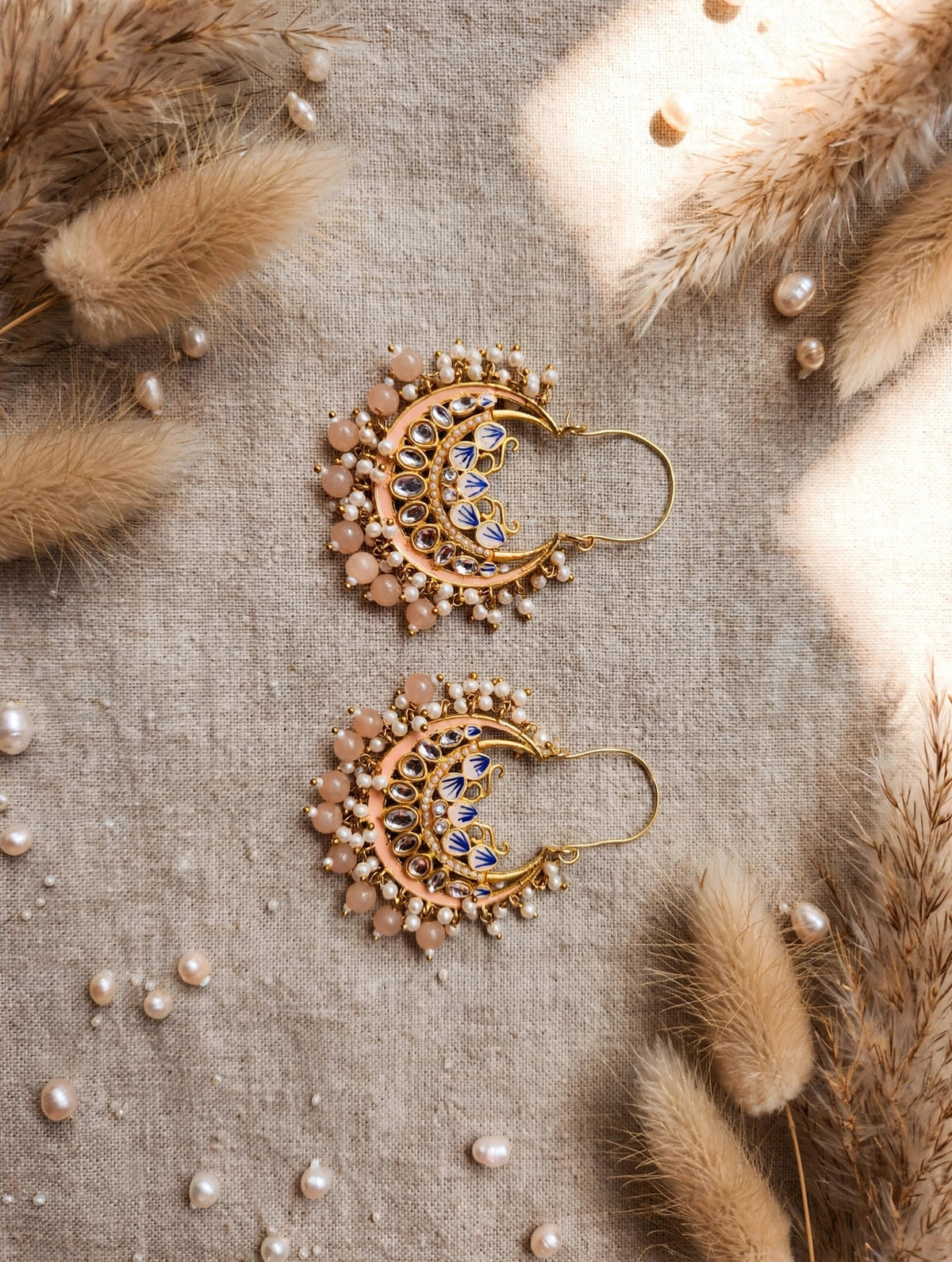 Zarvika Jaipuri Meenakari Chandbalis with Kundan
