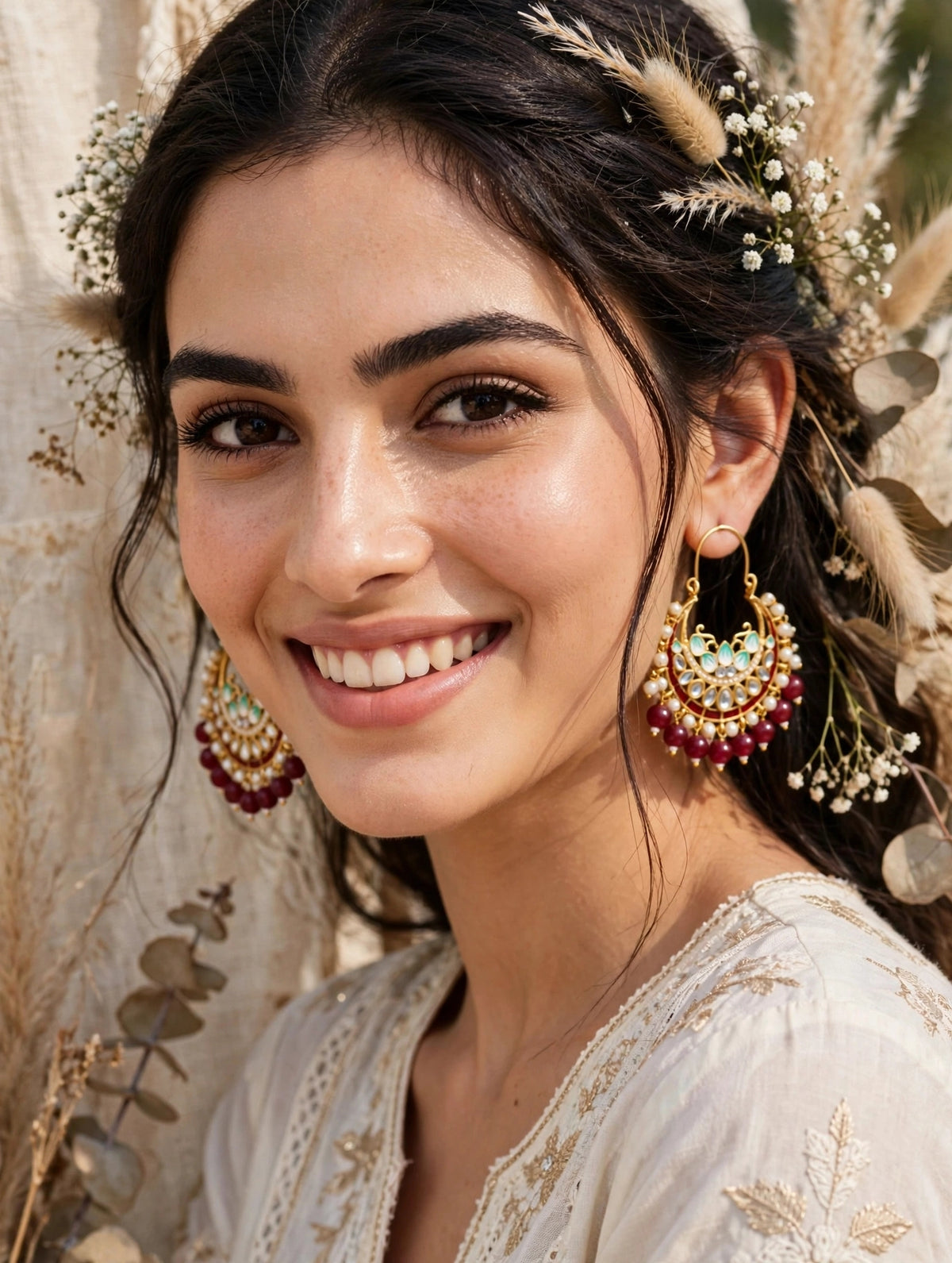 Zarvika Jaipuri Meenakari Chandbalis with Kundan