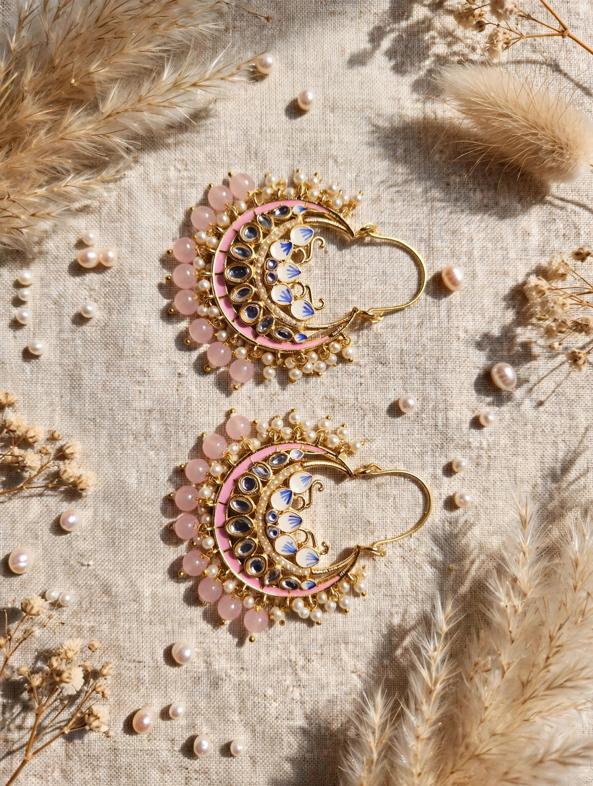 Zarvika Jaipuri Meenakari Chandbalis with Kundan