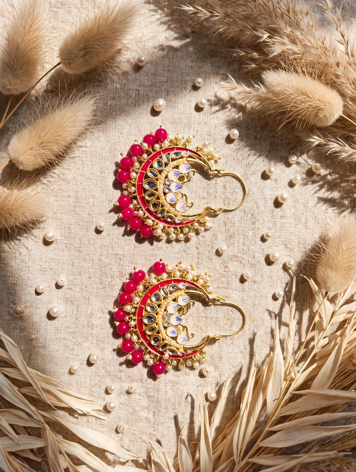 Zarvika Jaipuri Meenakari Chandbalis with Kundan