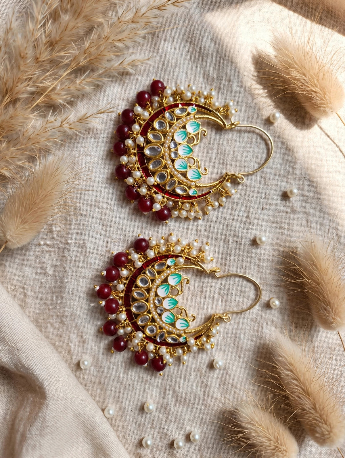 Zarvika Jaipuri Meenakari Chandbalis with Kundan