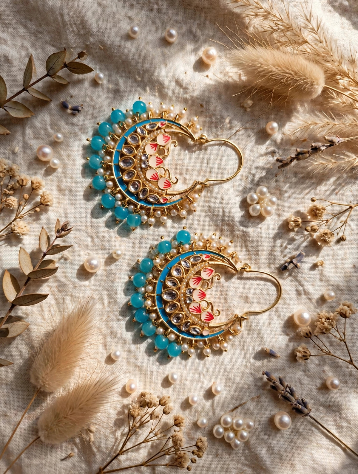Zarvika Jaipuri Meenakari Chandbalis with Kundan